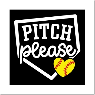 Pitch Please Softball Player Mom Cute Funny Posters and Art
